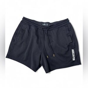 Hollister Men's Black Athletic Drawstring Shorts with Side Logo